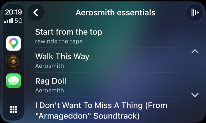 Inside a tape in CarPlay.