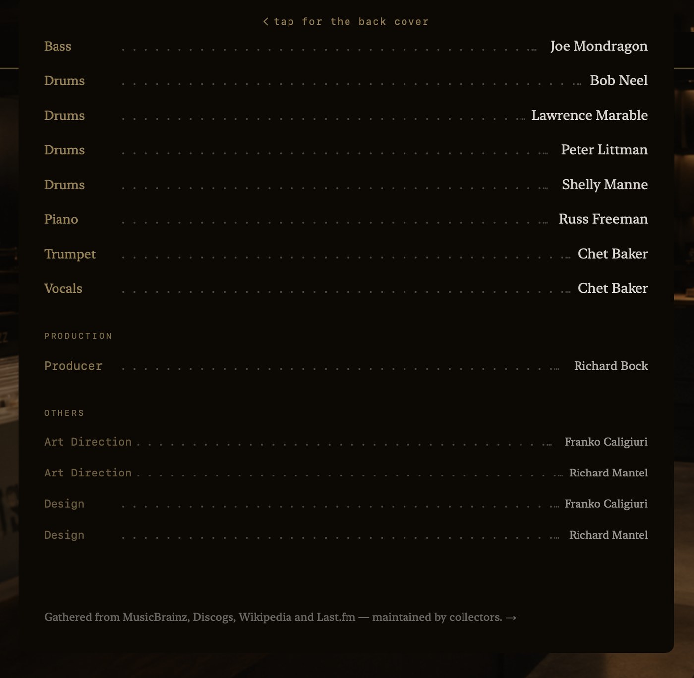 gathered from MusicBrainz, Discogs, Wikipedia and Last.fm